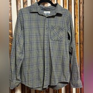 Magellan Outdoors Men's Blue and Green Plaid Shirt